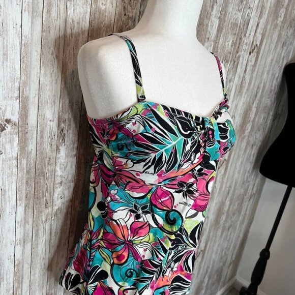 Croft & Barrow White Floral Tankini Top size 14L - Picture 2 of 4